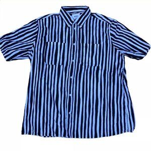 WESC Sweden Button Down Shirt Men's LARGE White Black Short Sleeve Colla…​